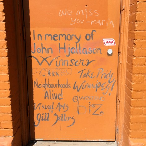 Winnipeg murals doorway; in memoriam